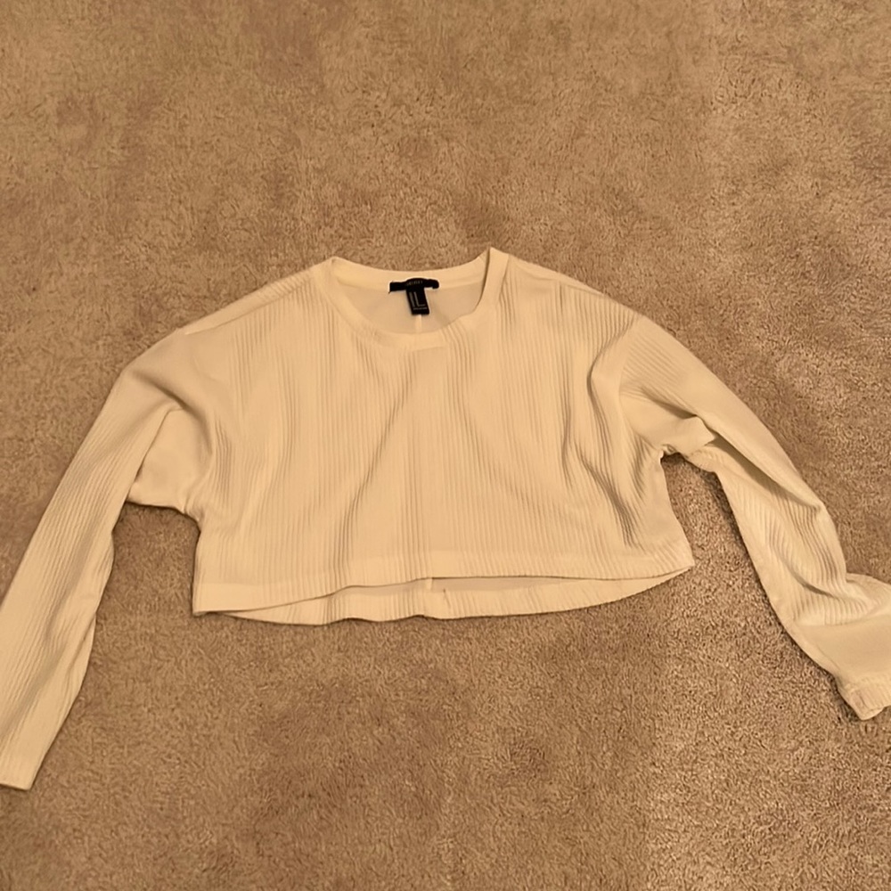 Forever 21 long sleeve white crop top